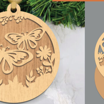 Intra απο ξύλο plywood 3mm-4mm πάχος Στολίδι κοπής με λέιζερ πεταλούδας 4 Δίασταση 8x8 cm INTRAFABR-106024181 - Image 1