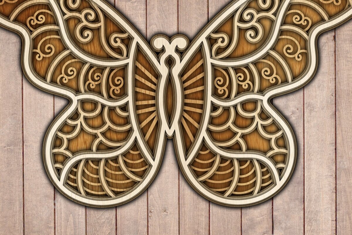 Intra απο ξύλο plywood 3mm-4mm πάχος Πεταλούδα ed /Ξυλοκόψιμο Δίασταση 15x15 cm INTRAFABR-38582789