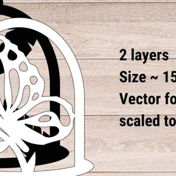 Intra απο ξύλο plywood 3mm-4mm πάχος Τέχνη τοίχου με στρώματα πεταλούδας, Insect Δίασταση 30x20 cm INTRAFABR-90207592 - Image 2