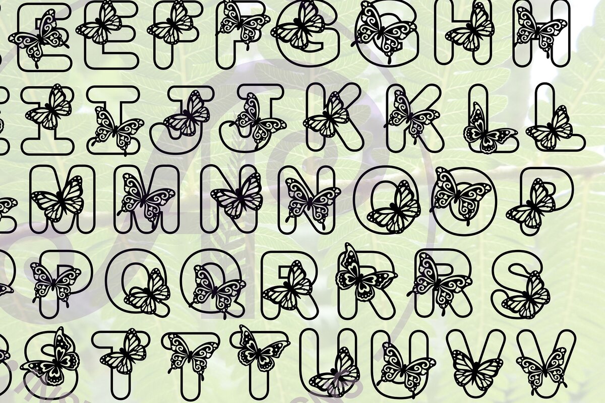 Intra απο ξύλο plywood 3mm-4mm πάχος Butterfly Letters Alphabet 60 Δίασταση 5x5 cm INTRAFABR-68357769 - Image 5