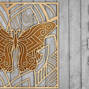 Intra απο ξύλο plywood 3mm-4mm πάχος Butterfly Mandala /Ξυλοκόψιμο Δίασταση 30x30 cm INTRAFABR-39361148 - Image 1