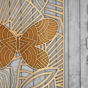 Intra απο ξύλο plywood 3mm-4mm πάχος Butterfly Mandala /Ξυλοκόψιμο Δίασταση 30x30 cm INTRAFABR-39361151 - Image 1