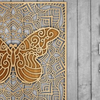 Intra απο ξύλο plywood 3mm-4mm πάχος Butterfly Mandala /Ξυλοκόψιμο Δίασταση 30x30 cm INTRAFABR-39361137 - Image 1
