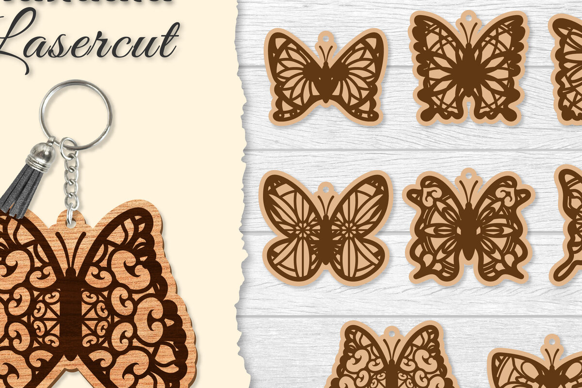 Intra απο ξύλο plywood 3mm-4mm πάχος Μπρελόκ Butterfly Mandala  Δίασταση 6x6 cm INTRAFABR-121325504