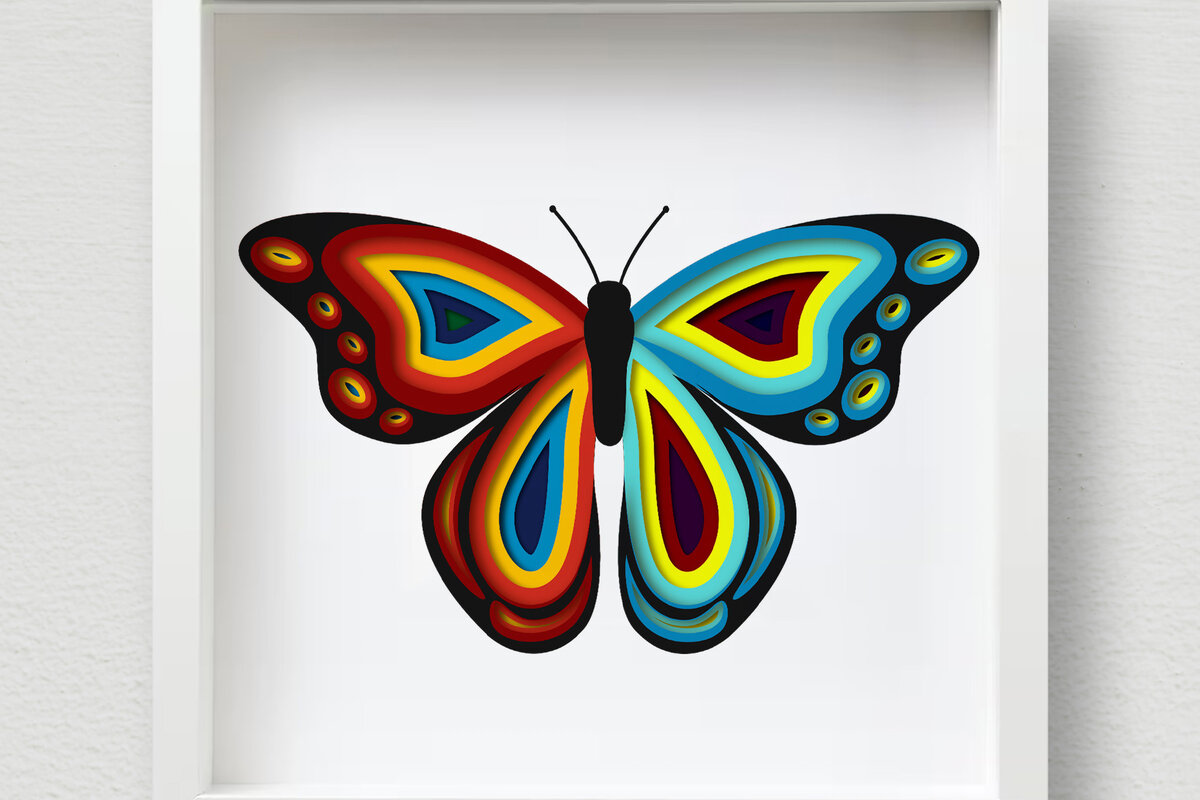 Intra απο ξύλο plywood 3mm-4mm πάχος Butterfly Mandala , κοπής 3D Δίασταση 30x30 cm INTRAFABR-57512489