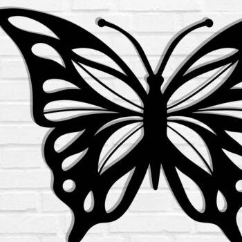 Intra απο ξύλο plywood 3mm-4mm πάχος κοπής με λέιζερ μεταλλικού τοίχου Butterfly Δίασταση 40x40 cm INTRAFABR-116407214 - Image 1