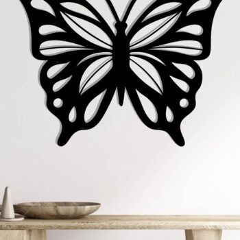 Intra απο ξύλο plywood 3mm-4mm πάχος κοπής με λέιζερ μεταλλικού τοίχου Butterfly Δίασταση 40x40 cm INTRAFABR-116407214 - Image 2