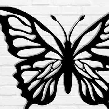 Intra απο ξύλο plywood 3mm-4mm πάχος Butterfly Μεταλλική διακόσμηση τοίχου Δίασταση 40x40 cm INTRAFABR-116406944 - Image 2