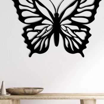 Intra απο ξύλο plywood 3mm-4mm πάχος Butterfly Μεταλλική διακόσμηση τοίχου Δίασταση 40x40 cm INTRAFABR-116406944 - Image 3