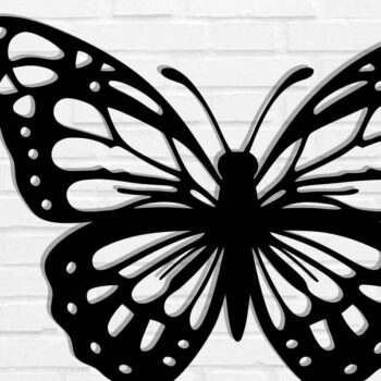 Intra απο ξύλο plywood 3mm-4mm πάχος Butterfly Μεταλλική διακόσμηση τοίχου Δίασταση 40x40 cm INTRAFABR-116406623 - Image 1