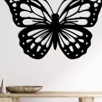 Intra απο ξύλο plywood 3mm-4mm πάχος Butterfly Μεταλλική διακόσμηση τοίχου Δίασταση 40x40 cm INTRAFABR-116406623 - Image 2