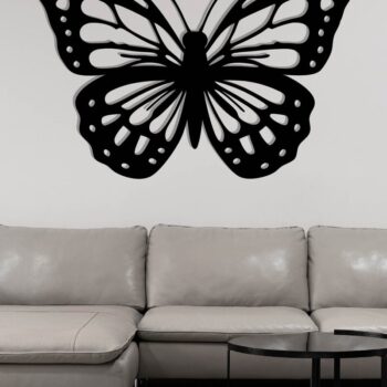 Intra απο ξύλο plywood 3mm-4mm πάχος Butterfly Μεταλλική διακόσμηση τοίχου Δίασταση 40x40 cm INTRAFABR-116406623 - Image 3
