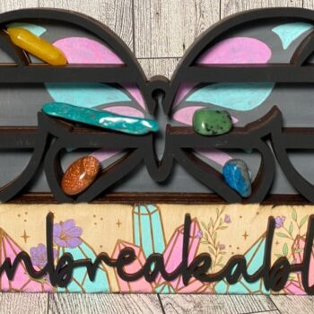 Intra απο ξύλο plywood 3mm-4mm πάχος Butterfly Moon Crystal Shelf  Δίασταση 30x20 cm INTRAFABR-36607234 - Image 1