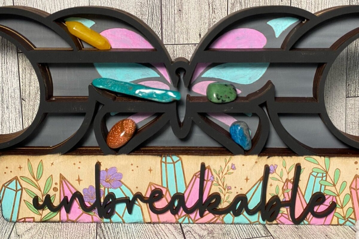 Intra απο ξύλο plywood 3mm-4mm πάχος Butterfly Moon Crystal Shelf Δίασταση 30x20 cm INTRAFABR-36607234 - Image 1