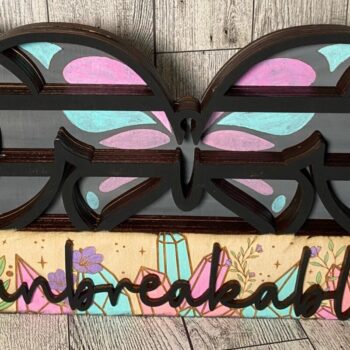 Intra απο ξύλο plywood 3mm-4mm πάχος Butterfly Moon Crystal Shelf  Δίασταση 30x20 cm INTRAFABR-36607234 - Image 2