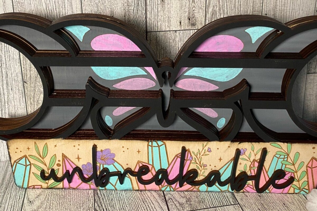 Intra απο ξύλο plywood 3mm-4mm πάχος Butterfly Moon Crystal Shelf Δίασταση 30x20 cm INTRAFABR-36607234 - Image 2