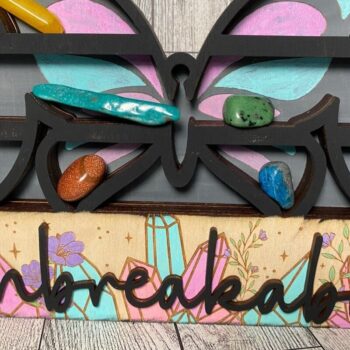 Intra απο ξύλο plywood 3mm-4mm πάχος Butterfly Moon Crystal Shelf  Δίασταση 30x20 cm INTRAFABR-36607234 - Image 3