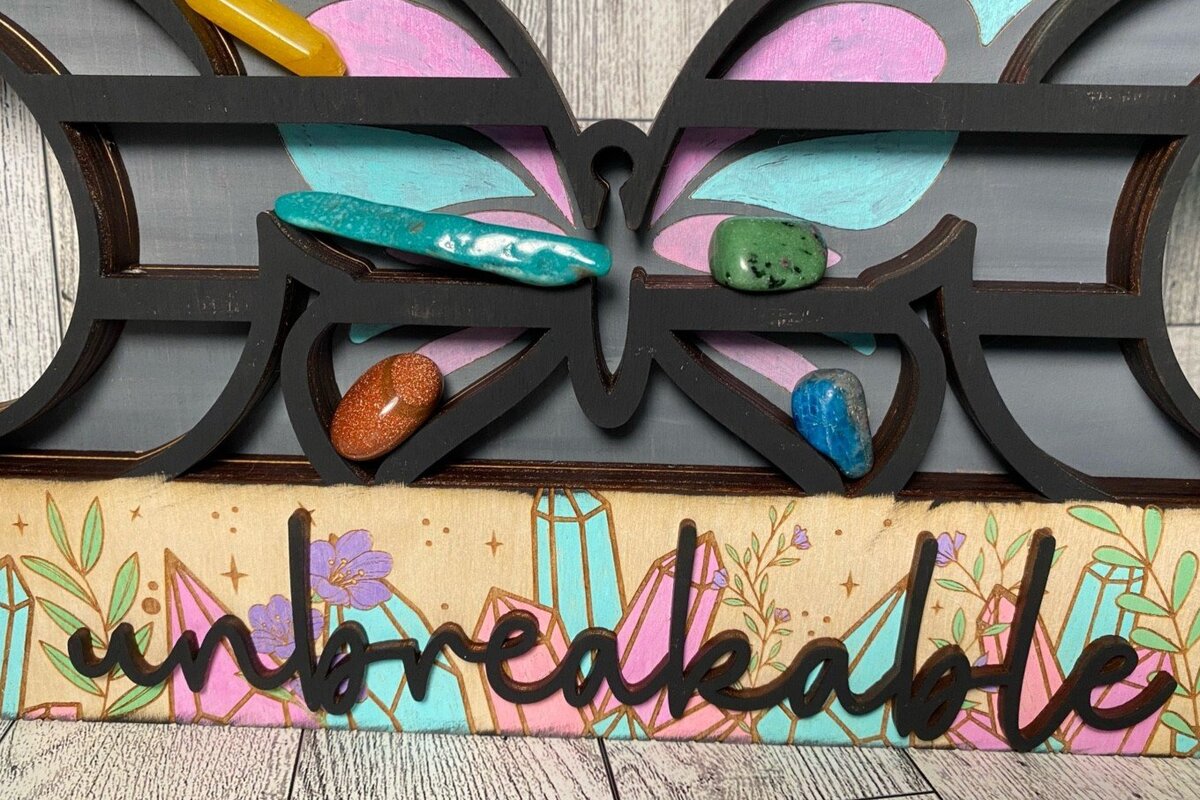Intra απο ξύλο plywood 3mm-4mm πάχος Butterfly Moon Crystal Shelf Δίασταση 30x20 cm INTRAFABR-36607234 - Image 3