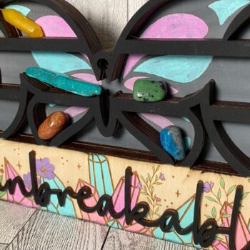 Intra απο ξύλο plywood 3mm-4mm πάχος Butterfly Moon Crystal Shelf  Δίασταση 30x20 cm INTRAFABR-36607234 - Image 4