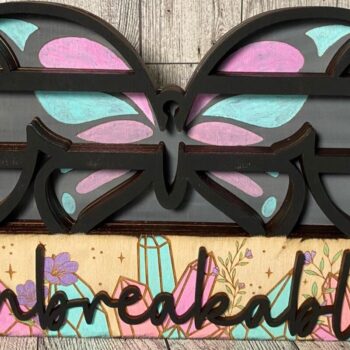 Intra απο ξύλο plywood 3mm-4mm πάχος Butterfly Moon Crystal Shelf  Δίασταση 30x20 cm INTRAFABR-36607234 - Image 5