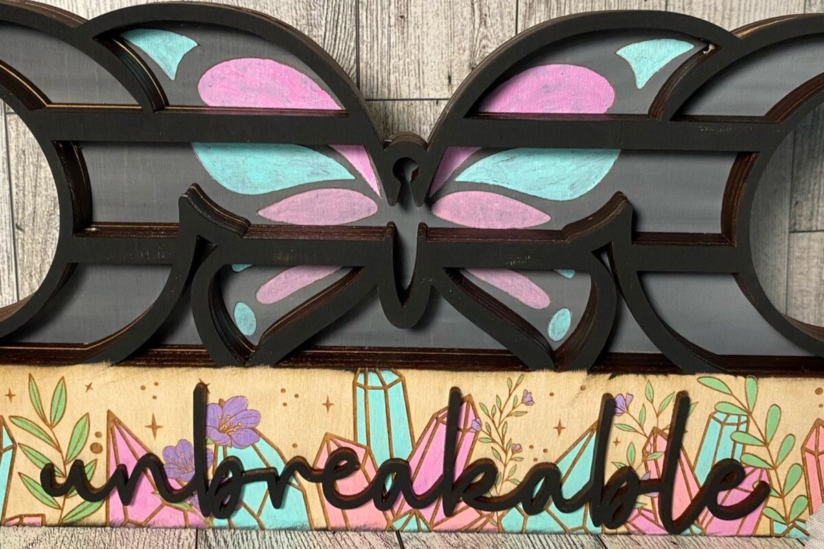 Intra απο ξύλο plywood 3mm-4mm πάχος Butterfly Moon Crystal Shelf Δίασταση 30x20 cm INTRAFABR-36607234 - Image 5