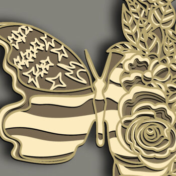 Intra απο ξύλο plywood 3mm-4mm πάχος Butterfly Multilayer /3D Patriotic Δίασταση 30x20 cm INTRAFABR-61873584 - Image 1