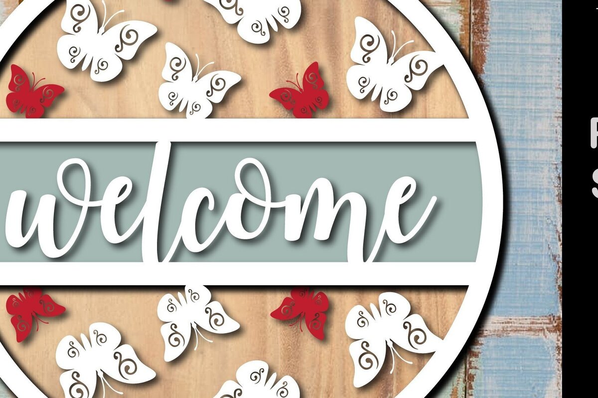 Intra απο ξύλο plywood 3mm-4mm πάχος Στρογγυλή πεταλούδα Διακόσμηση πινακίδας καλωσορίσματος Δίασταση 30x20 cm INTRAFABR-31839910