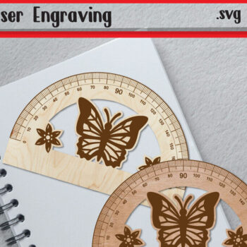 Intra απο ξύλο plywood 3mm-4mm πάχος Butterfly Ruler Arch - Ruler Protactor Δίασταση 15x15 cm INTRAFABR-117331013 - Image 1