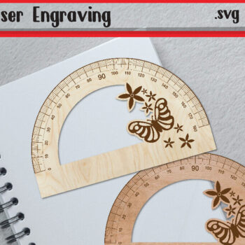 Intra απο ξύλο plywood 3mm-4mm πάχος Butterfly Ruler Arch - Ruler Protactor Δίασταση 15x15 cm INTRAFABR-117850828 - Image 1