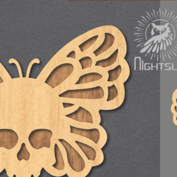 Intra απο ξύλο plywood 3mm-4mm πάχος Διακόσμηση κοπής με λέιζερ κρανίου πεταλούδας 2 Δίασταση 15x15 cm INTRAFABR-123688798 - Image 1
