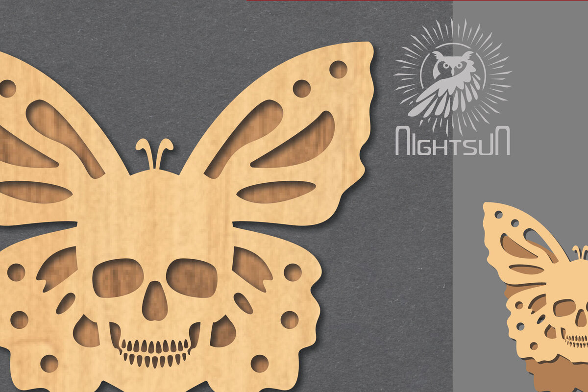 Intra απο ξύλο plywood 3mm-4mm πάχος Διακόσμηση κοπής με λέιζερ κρανίου πεταλούδας 6 Δίασταση 15x15 cm INTRAFABR-123688956