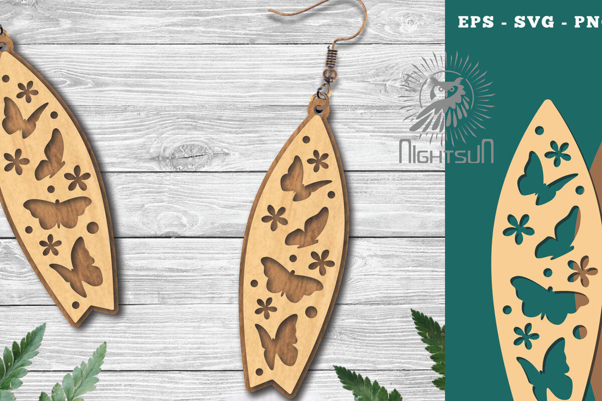 Intra απο ξύλο plywood 3mm-4mm πάχος Σκουλαρίκια κομμένα με λέιζερ σανίδα του σερφ Butterfly Δίασταση 3x3 cm INTRAFABR-114527895