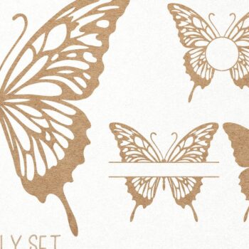 Intra απο ξύλο plywood 3mm-4mm πάχος Butterfly , Μονόγραμμα Κορνίζες Δίασταση 7x7 cm INTRAFABR-103120846 - Image 1