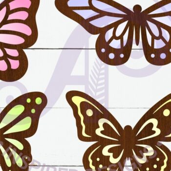 Intra απο ξύλο plywood 3mm-4mm πάχος Πεταλούδα δύο επιπέδων κοπής με λέιζερ D4 Δίασταση 30x20 cm INTRAFABR-121560403 - Image 1