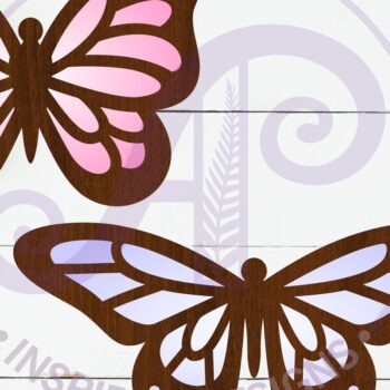 Intra απο ξύλο plywood 3mm-4mm πάχος Πεταλούδα δύο επιπέδων κοπής με λέιζερ D4 Δίασταση 30x20 cm INTRAFABR-121560403 - Image 2