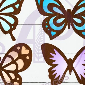 Intra απο ξύλο plywood 3mm-4mm πάχος Πεταλούδα δύο επιπέδων κοπής με λέιζερ D5 Δίασταση 30x20 cm INTRAFABR-121560421 - Image 1