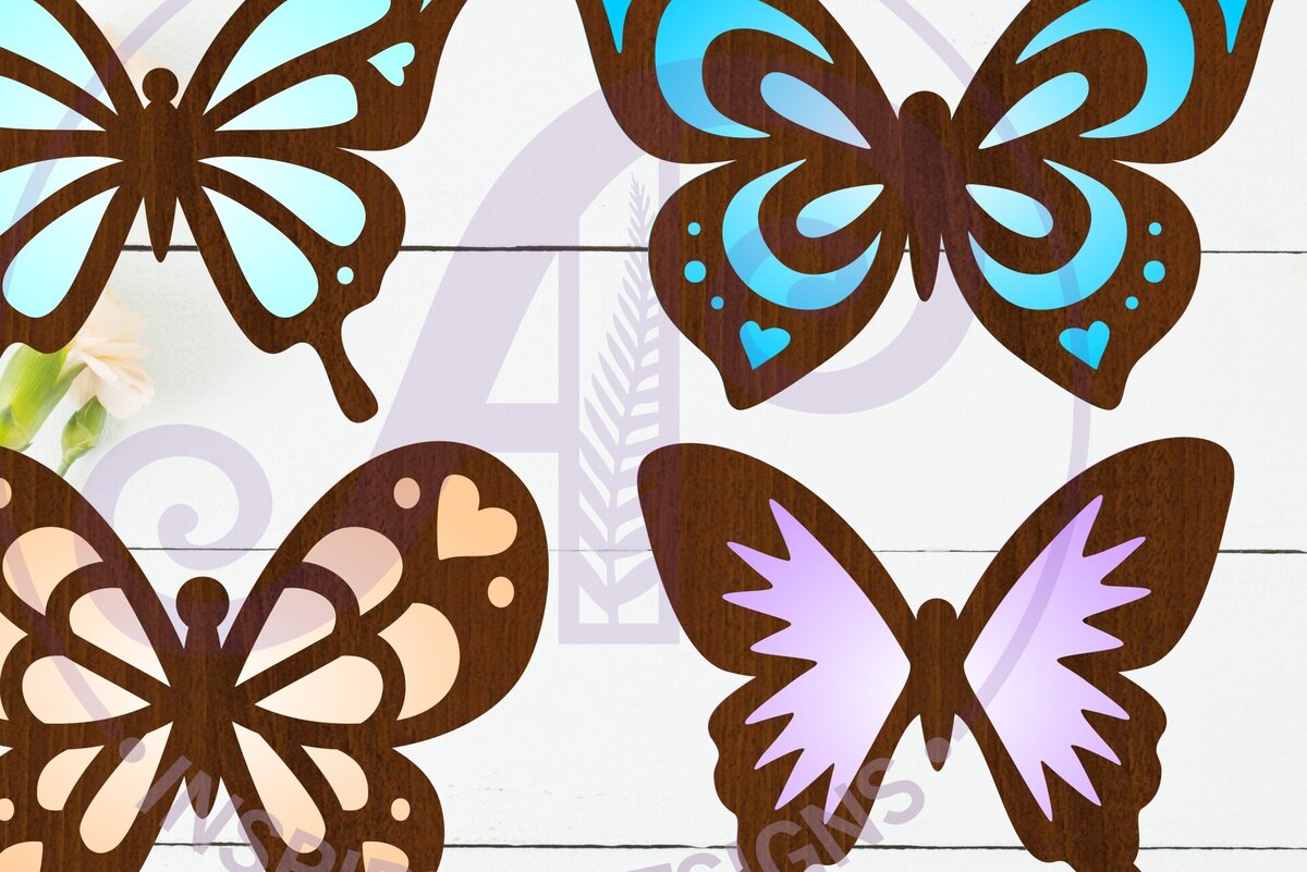 Intra απο ξύλο plywood 3mm-4mm πάχος Πεταλούδα δύο επιπέδων κοπής με λέιζερ D5 Δίασταση 30x20 cm INTRAFABR-121560421