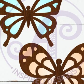 Intra απο ξύλο plywood 3mm-4mm πάχος Πεταλούδα δύο επιπέδων κοπής με λέιζερ D5 Δίασταση 30x20 cm INTRAFABR-121560421 - Image 2