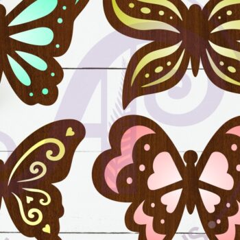 Intra απο ξύλο plywood 3mm-4mm πάχος Πεταλούδα δύο επιπέδων κοπής με λέιζερ D6 Δίασταση 30x20 cm INTRAFABR-121560429 - Image 1