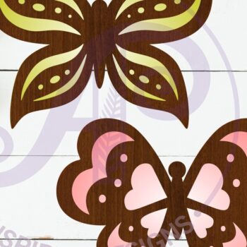 Intra απο ξύλο plywood 3mm-4mm πάχος Πεταλούδα δύο επιπέδων κοπής με λέιζερ D6 Δίασταση 30x20 cm INTRAFABR-121560429 - Image 2