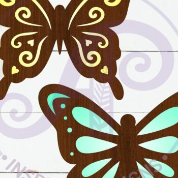 Intra απο ξύλο plywood 3mm-4mm πάχος Πεταλούδα δύο επιπέδων κοπής με λέιζερ D6 Δίασταση 30x20 cm INTRAFABR-121560429 - Image 3