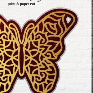 Intra απο ξύλο plywood 3mm-4mm πάχος Διάνυσμα πεταλούδας Mandala 3D με στρώσεις Δίασταση 30x30 cm INTRAFABR-15085519