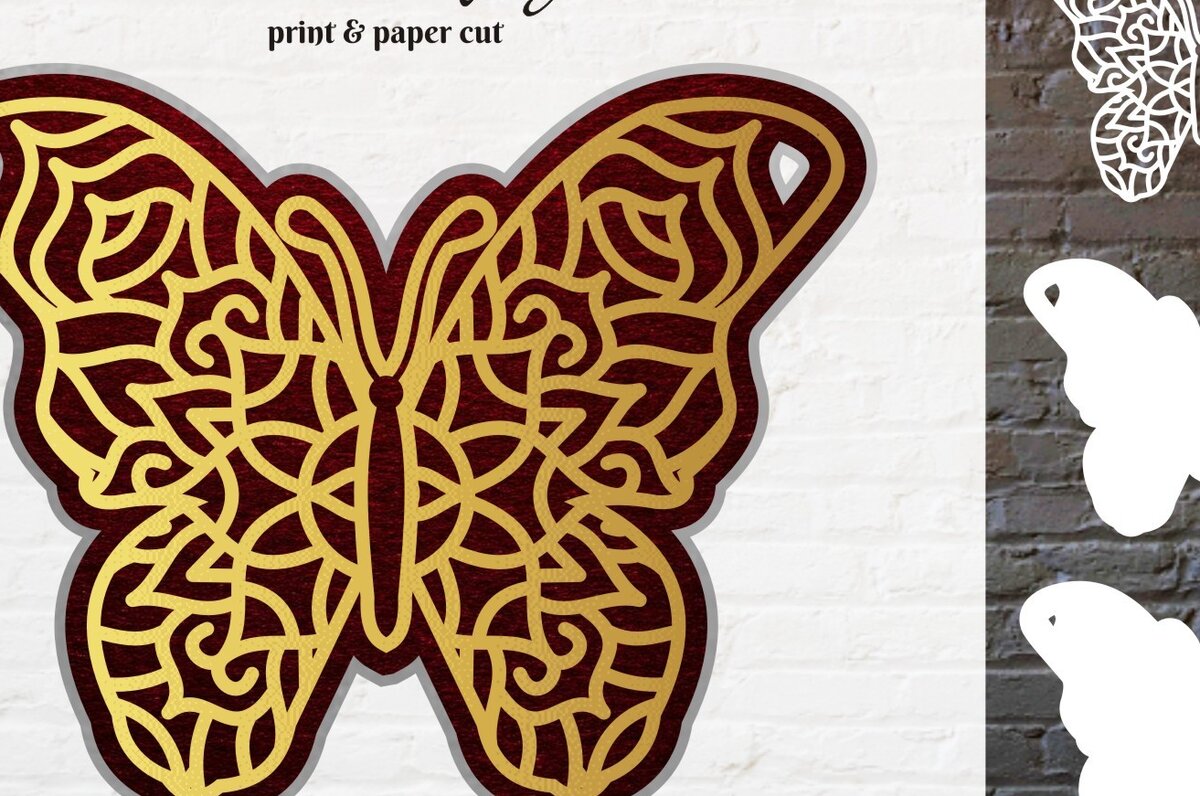 Intra απο ξύλο plywood 3mm-4mm πάχος Διάνυσμα πεταλούδας Mandala 3D με στρώσεις Δίασταση 30x30 cm INTRAFABR-15085519