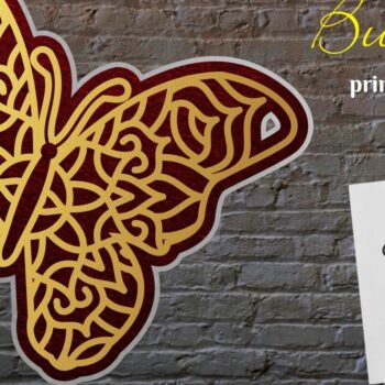 Intra απο ξύλο plywood 3mm-4mm πάχος Διάνυσμα πεταλούδας Mandala 3D με στρώσεις Δίασταση 30x30 cm INTRAFABR-15085519 - Image 2