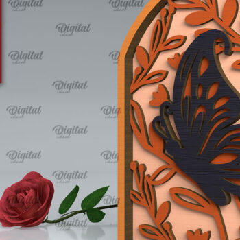 Intra απο ξύλο plywood 3mm-4mm πάχος κοπής με λέιζερ τέχνης τοίχου πεταλούδας Δίασταση 40x40 cm INTRAFABR-102119546 - Image 4