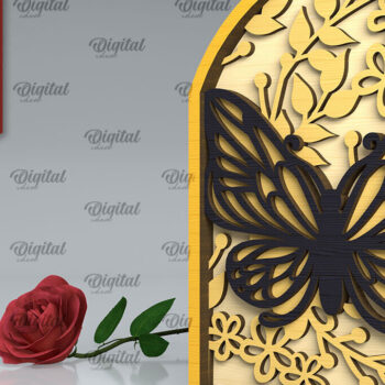 Intra απο ξύλο plywood 3mm-4mm πάχος κοπής με λέιζερ τέχνης τοίχου πεταλούδας Δίασταση 40x40 cm INTRAFABR-102119546 - Image 8