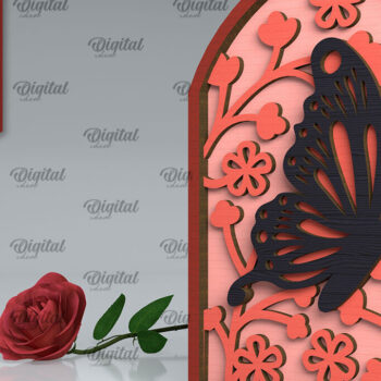 Intra απο ξύλο plywood 3mm-4mm πάχος Σχέδιο κοπής με λέιζερ τέχνης τοίχου πεταλούδας Δίασταση 40x40 cm INTRAFABR-102117806 - Image 1