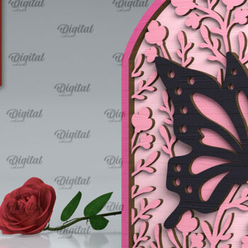 Intra απο ξύλο plywood 3mm-4mm πάχος Σχέδιο κοπής με λέιζερ τέχνης τοίχου πεταλούδας Δίασταση 40x40 cm INTRAFABR-102117912 - Image 1