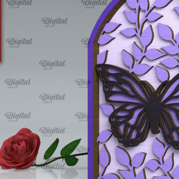 Intra απο ξύλο plywood 3mm-4mm πάχος Σχέδιο κοπής με λέιζερ τέχνης τοίχου πεταλούδας Δίασταση 40x40 cm INTRAFABR-102117986 - Image 1