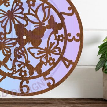 Intra απο ξύλο plywood 3mm-4mm πάχος Ρολόι τοίχου Butterfly  Cut  Δίασταση 8x8 cm INTRAFABR-85418152 - Image 1